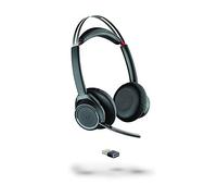 Poly - Voyager Focus UC (Plantronics) - Auricular Bluetooth de doble oído (estéreo) con micrófono de brazo - USB-A compatible con PC y Mac - Cancelación activa del ruido - Teams, Zoom y más