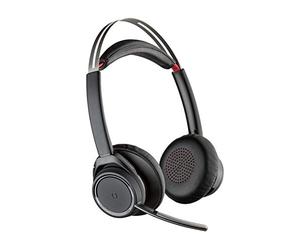 Poly - Voyager Focus UC (Plantronics) - Auricular Bluetooth de doble oído (estéreo) con micrófono de brazo - USB-C compatible con PC - Cancelación activa del ruido - Funciona con Teams, Zoom y más
