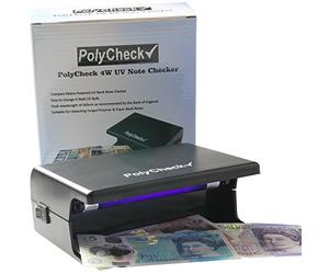 PolyCheck - Comprobador de dinero ultravioleta con bombilla de 4 W fácil de cambiar - Detecta los billetes de polímero y papel falsos