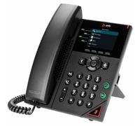Polycom VVX 250 - Teléfono IP empresarial de escritorio de 4 líneas con dos puertos Ethernet 10/100/1000, solo PoE, Se envía sin fuente de alimentación, negro