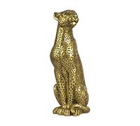 POLYDUKE Moderna figura de poliresina de 11 pulgadas de alto, diseño de guepardo dorado sentado para decoración del hogar, realista, antiguo, clásico, leopardo, resina, adorno de animales, estatuas de