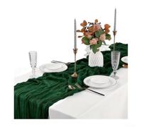 Polyester Gauze Table Runners 6 Pack Crinkle Finish(Dark green) | 6 pack para beige runners, 50x50cm square size, boho crinkle texture, soft polyester fabric, wedding decor essential