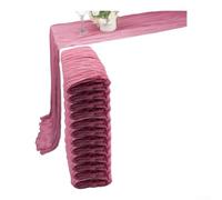 Polyester Gauze Table Runners 6 Pack Crinkle Finish(Eraser pink) | 6 pack para beige runners, 50x50cm square size, boho crinkle texture, soft polyester fabric, wedding decor essential