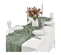 Polyester Gauze Table Runners 6 Pack Crinkle Finish(Light green) | 6 pack para beige runners, 50x50cm square size, boho crinkle texture, soft polyester fabric, wedding decor essential