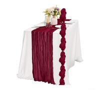 Polyester Gauze Table Runners 6 Pack Crinkle Finish(Maroon) | 6 pack para beige runners, 50x50cm square size, boho crinkle texture, soft polyester fabric, wedding decor essential