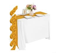 Polyester Gauze Table Runners 6 Pack Crinkle Finish(Mustard yellow) | 6 pack para beige runners, 50x50cm square size, boho crinkle texture, soft polyester fabric, wedding decor essential