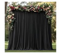 Polyester Wrinkle-Resistant White Backdrop Drapes Stage Decor & Photo Shoots Fondo de Boda Elegante(1 Panels-Black,150x300cm)