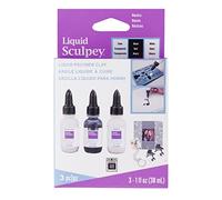 Polyform Sculpey Liquid Basics – Paquete de 3 unidades, transparente, negro y blanco