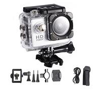 PolyGen 12MP Full HD Camera for Sports Recording with a 2.0 Inch LCD Display and 90 Minute Battery Life, Includes Full Action Camera Accessories Kit (Silver)