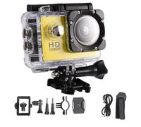PolyGen 12MP Full HD Camera for Sports Recording with a 2.0 Inch LCD Display and 90 Minute Battery Life, Includes Full Action Camera Accessories Kit (Yellow)