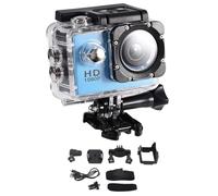 PolyGen 12MP Full HD Camera for Sports Recording with a 2.0 Inch LCD Display and 90 Minute Battery Life, Includes Full Action Camera Accessories Kit (Blue)