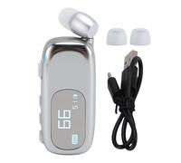 PolyGen Auricular Bluetooth con Clip conectividad V5.4 y Pantalla LCD, Auricular Bluetooth de conducción retráctil con vibración para Uso Profesional (Plata Brillante galvanizada.)