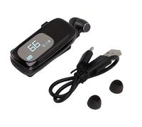 PolyGen Auricular Bluetooth con Clip conectividad V5.4 y Pantalla LCD, Auricular Bluetooth de conducción retráctil con vibración para Uso Profesional (Negro Brillante galvanizado)