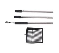 PolyGen Detachable Chicken Coop Litter Scoop with Adjustable Long Handle for Pet Waste Sifting/Metal Cat Litter Scooper Use Comfortable Cleaning Stainless Steel