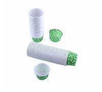 PolyGen Disposable Baking Liners with Stand Alone Construction, Standard Size Party Cupcake Supplies for Holiday, Graduation, and Celebration Desserts (Green Polka Dots)