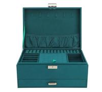 PolyGen Joyero organizador de pelusas de 3 capas cajón | Joyero cubierto de pelusa, 36 orificios para aretes, 18 cajas para anillos, 15 ranuras y divisor interior personalizable