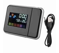 PolyGen Proyector de Pantalla LED rotación de 180 Grados para Paredes, un Reloj Despertador de proyección Completo y estación meteorológica Digital con Monitor de Temperatura (Negra)