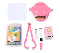 PolyGen Robot de Dibujo Interactivo de Juguete con 12 bolígrafos de Colores y Bloc de Dibujo para Actividades preescolares, promueve la imaginación, un Robot de Dibujo automático (Rosácea)