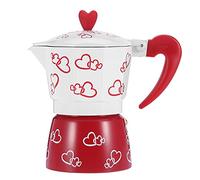 PolyGen Stovetop Coffee Maker for Rich Brewed Coffee, Classic Italian Espresso Pot with Aluminum construction, works on Gas and Electric Stoves for Home or Camping (Red hearts be careful)