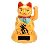 PolyGen Welcoming Cat Home Decor Piece This Gold Fortune Waving Cat Runs on Solar Power a Traditional Maneki Neko Waving Cat Sculpture for House or Business Luck