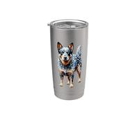 Polygon Art Australian Cattle Dog Vaso térmico de acero inoxidable de doble pared