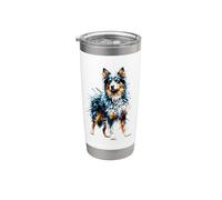 Polygon Art Australian Kelpie Sheepdog Vaso térmico de acero inoxidable de doble pared