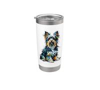 Polygon Art Australian Silky Terrier Sydney Silky Vaso térmico de acero inoxidable de doble pared