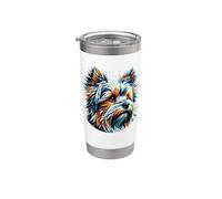Polygon Art Australian Silky Terrier Sydney Silky Vaso térmico de acero inoxidable de doble pared
