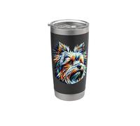 Polygon Art Australian Silky Terrier Sydney Silky Vaso térmico de acero inoxidable de doble pared