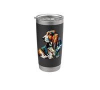 Polygon Art Basset Hound Hush Puppy Dog Vaso térmico de acero inoxidable de doble pared