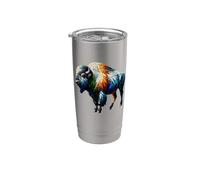Polygon Art Bisonte Bisontes Vaso térmico de acero inoxidable de doble pared