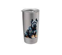 Polygon Art Black Russian Terrier Chornyi Terrier Vaso térmico de acero inoxidable de doble pared