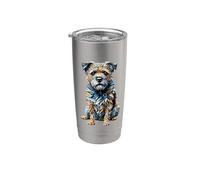 Polygon Art Border Terrier Border Terriers Vaso térmico de acero inoxidable de doble pared
