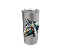 Polygon Art Caballo Pinto Equitación Ecuestre Vaso térmico de acero inoxidable de doble pared