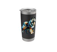 Polygon Art Caucasian Shepherd Dog Caucasian Ovcharka Vaso térmico de acero inoxidable de doble pared