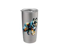 Polygon Art Caucasian Shepherd Dog Caucasian Ovcharka Vaso térmico de acero inoxidable de doble pared