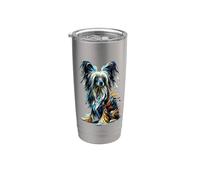 Polygon Art Chinese Crested Dog Crestie Vaso térmico de acero inoxidable de doble pared