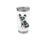 Polygon Art Chinese Crested Dog Crestie Vaso térmico de acero inoxidable de doble pared