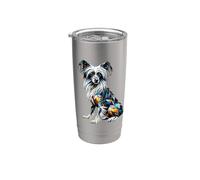 Polygon Art Chinese Crested Dog Crestie Vaso térmico de acero inoxidable de doble pared