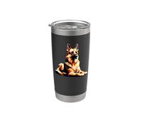 Polygon Art German Shepherd GSD Vaso térmico de acero inoxidable de doble pared