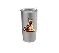 Polygon Art German Shepherd GSD Vaso térmico de acero inoxidable de doble pared