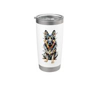 Polygon Art German Shepherd GSD Vaso térmico de acero inoxidable de doble pared