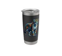 Polygon Art Jaguar Jaguares Vaso térmico de acero inoxidable de doble pared