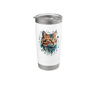 Polygon Art Maine Coon American Longhair Vaso térmico de acero inoxidable de doble pared