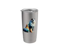Polygon Art Maine Coon American Longhair Vaso térmico de acero inoxidable de doble pared