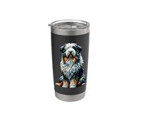 Polygon Art Old English Sheepdog Sheepdogs Vaso térmico de acero inoxidable de doble pared