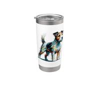 Polygon Art Parson Russell Terrier Vaso térmico de acero inoxidable de doble pared