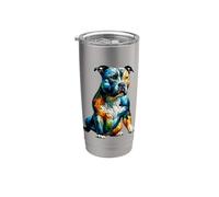 Polygon Art Staffordshire Bull Terrier Staffy Terriers Vaso térmico de acero inoxidable de doble pared