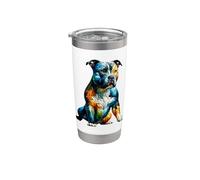 Polygon Art Staffordshire Bull Terrier Staffy Terriers Vaso térmico de acero inoxidable de doble pared