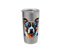 Polygon Art Staffordshire Bull Terrier Vaso térmico de acero inoxidable de doble pared